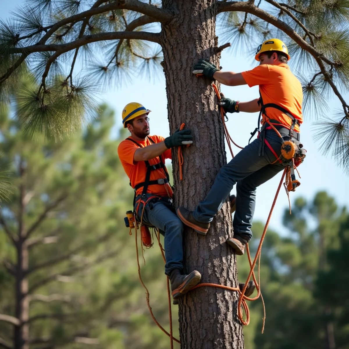 Sectional dismantling of tall loblolly pine in North Carolina