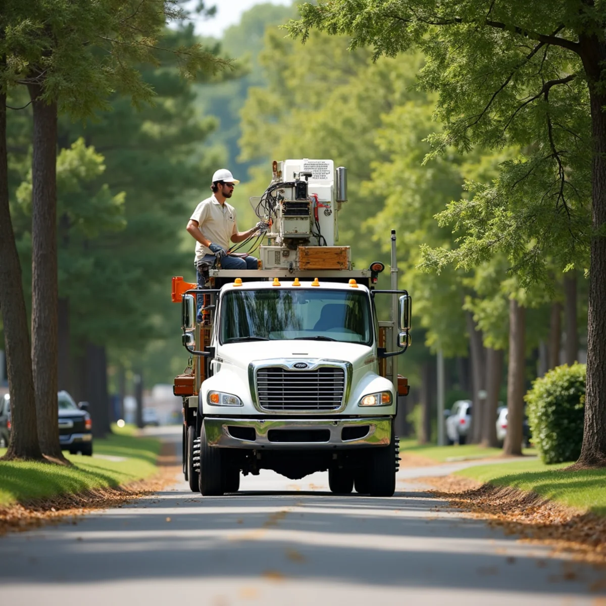 Joe's Tree Care service truck and arborist crew in Granite Quarry, NC